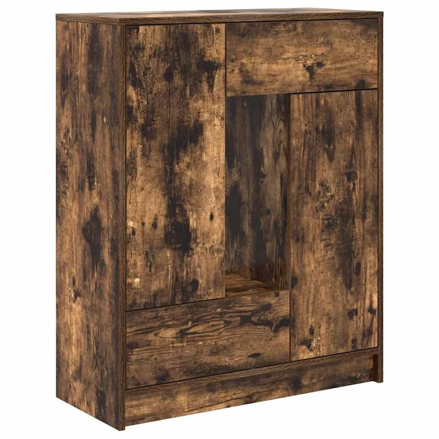 Buffet avec tiroirs et portes chêne fumé 73x31x90 cm - 2