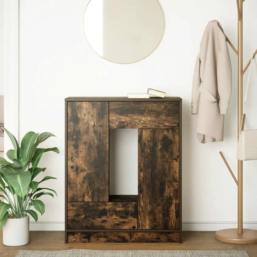 Buffet avec tiroirs et portes chêne fumé 73x31x90 cm - 3