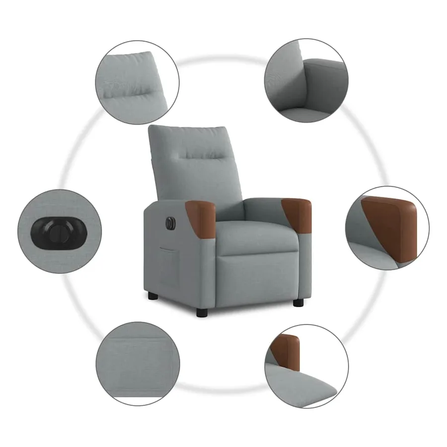 Fauteuil inclinable électrique Gris clair Tissu - 10