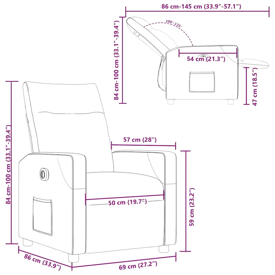 Fauteuil inclinable électrique Gris clair Tissu - 16