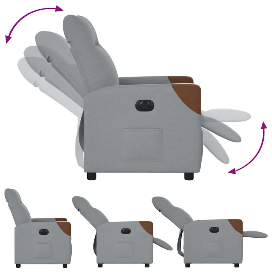 Fauteuil inclinable électrique Gris clair Tissu - 8
