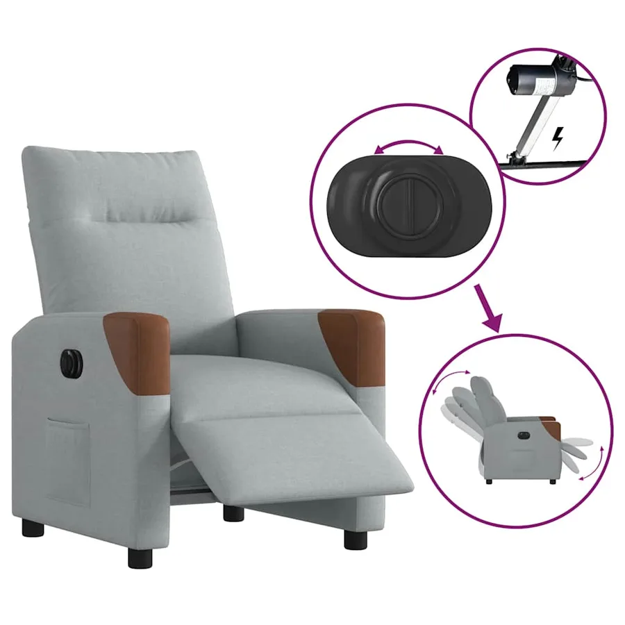 Fauteuil inclinable électrique Gris clair Tissu - 9