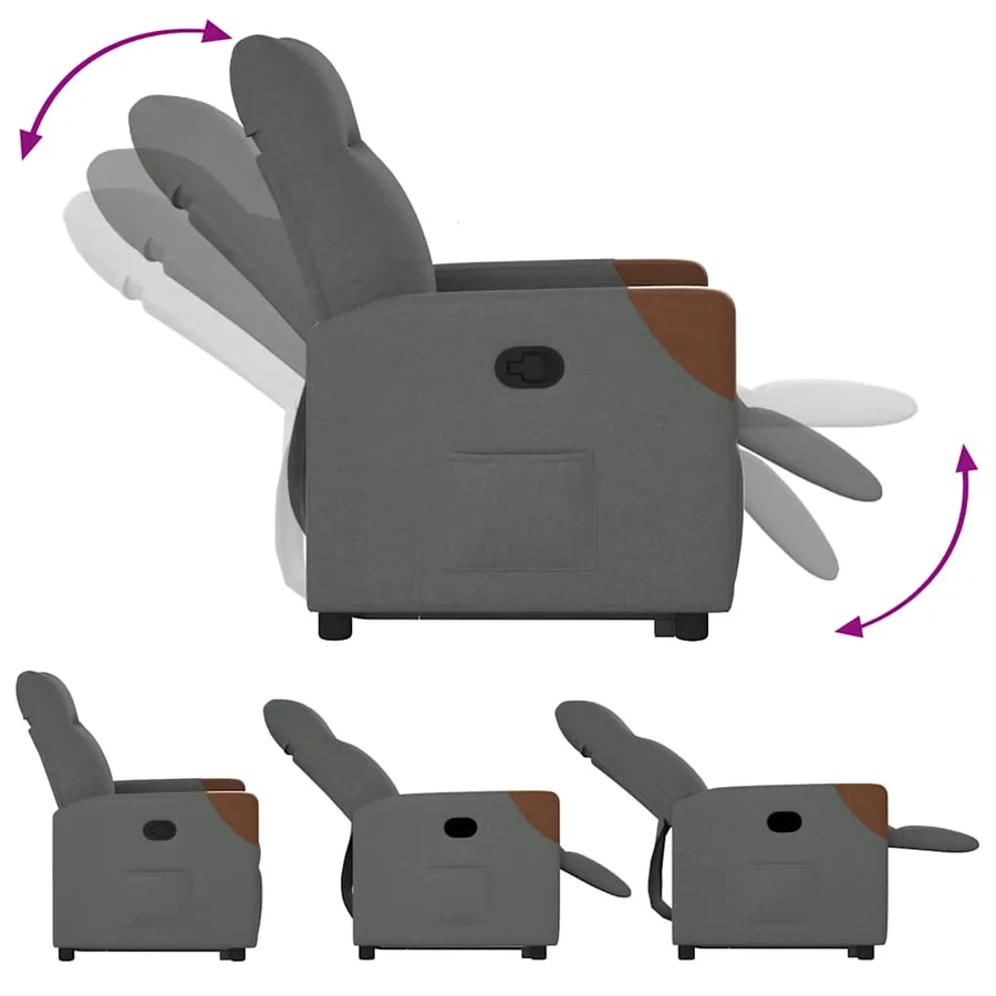 Fauteuil inclinable Gris foncé Tissu - 8