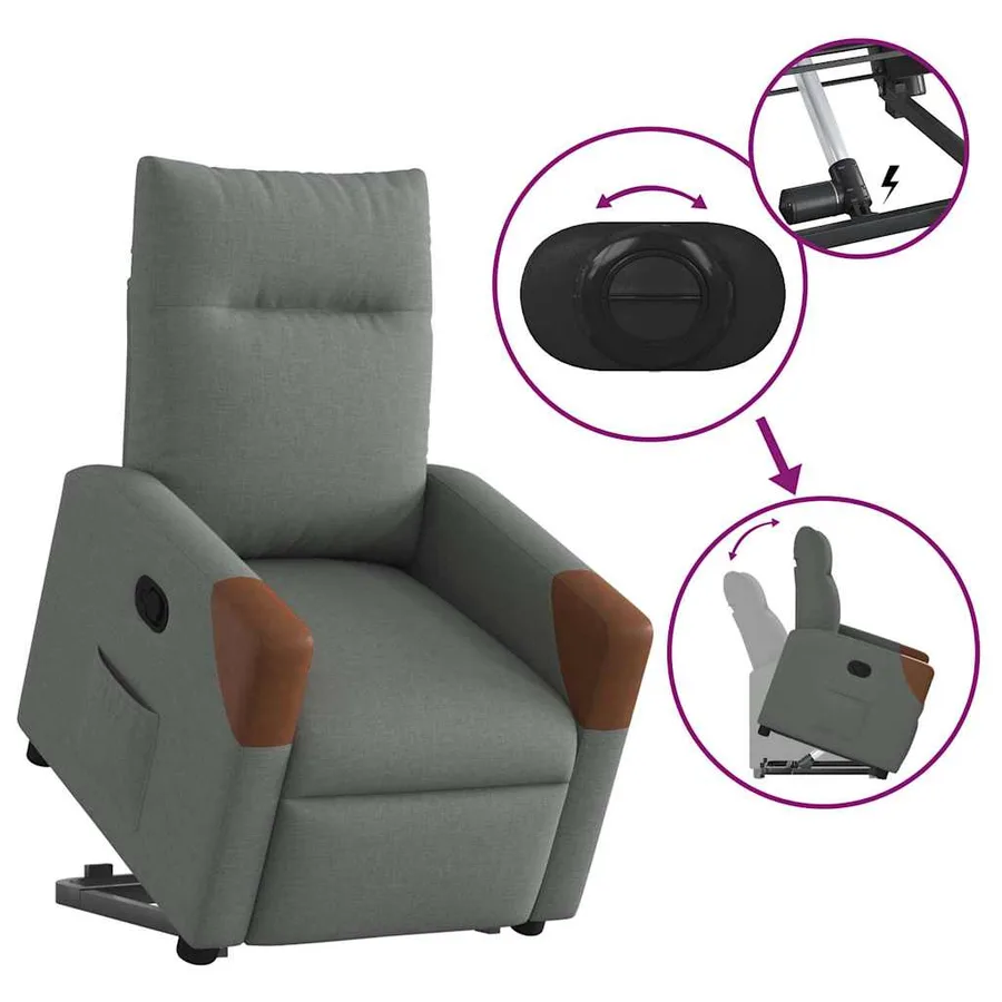 Fauteuil inclinable Gris foncé Tissu - 9