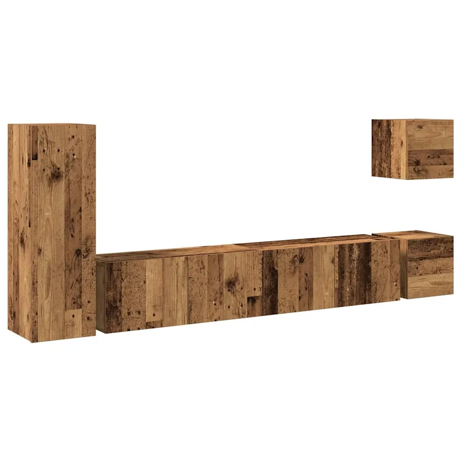 Ensemble de meuble TV mural 5 pcs vieux bois bois d'ingénierie - 2