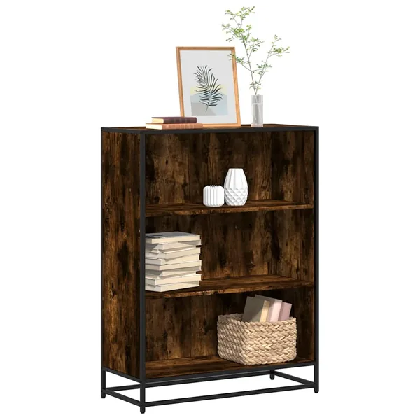 Bibliothèque chêne fumé 80,5x35x107,5 cm bois d'ingénierie