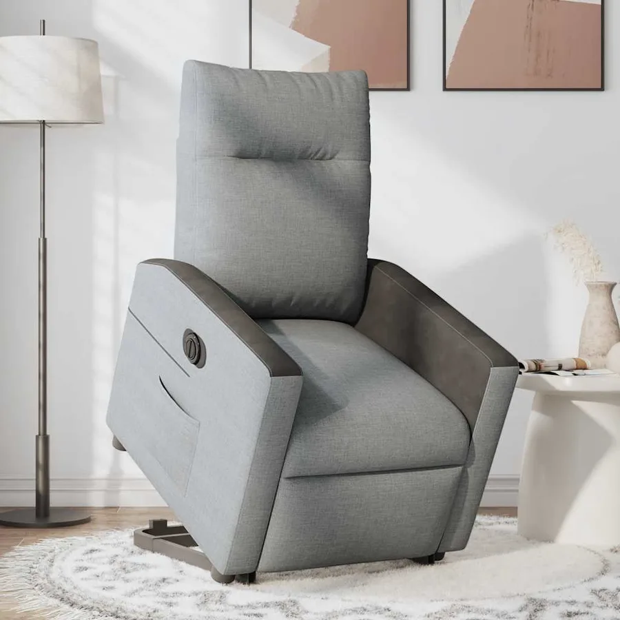 Fauteuil inclinable électrique gris clair tissu - 3