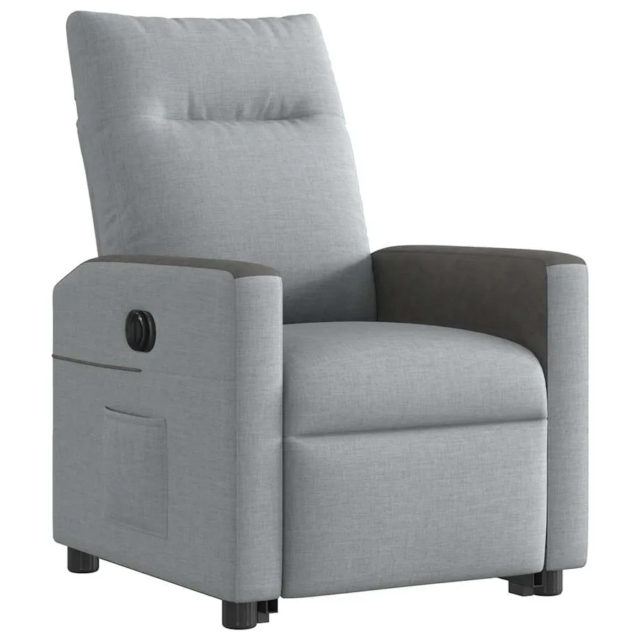 Fauteuil inclinable électrique gris clair tissu - 4