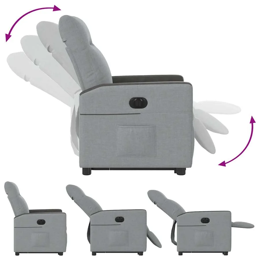Fauteuil inclinable électrique gris clair tissu - 8