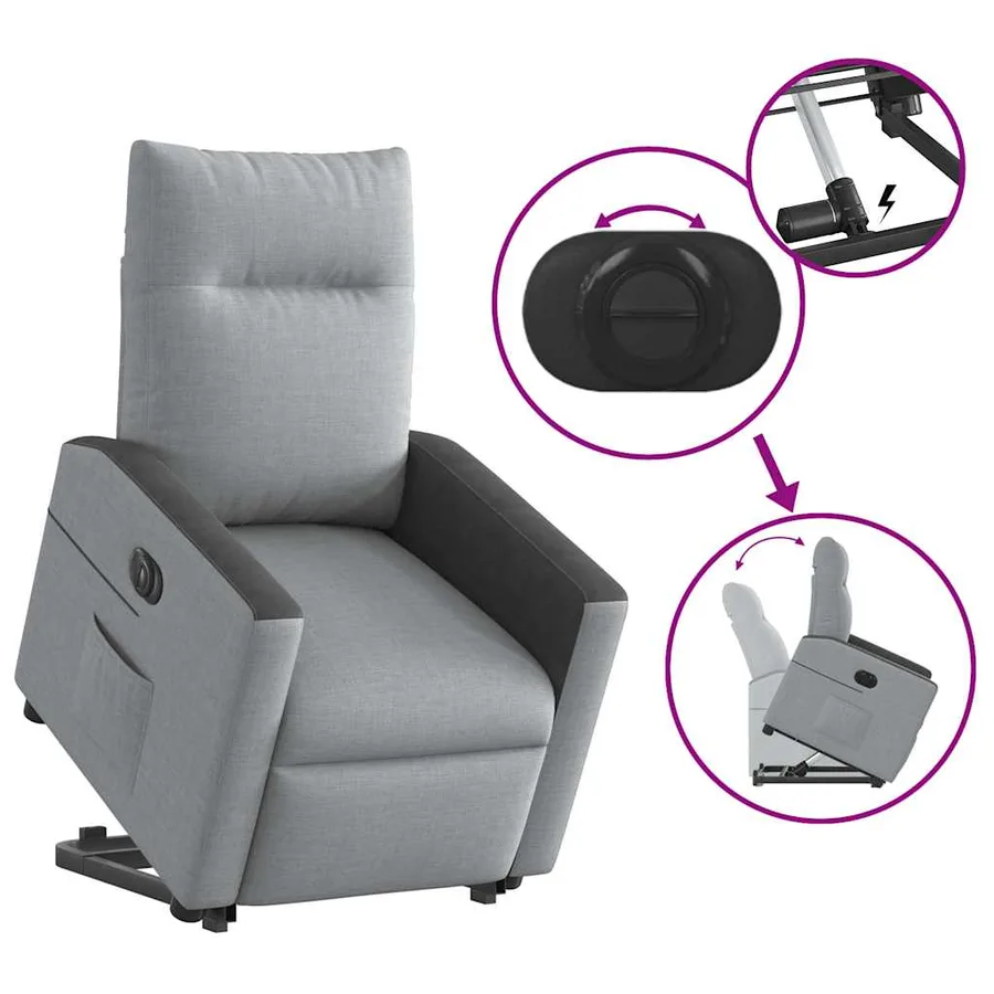 Fauteuil inclinable électrique gris clair tissu - 9