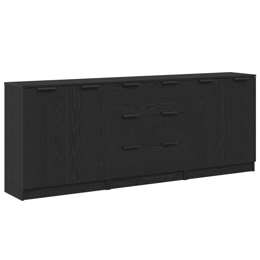 Buffet 3 pcs Chêne noir 180 x 30 x 70 cm Bois d'ingénierie - 2