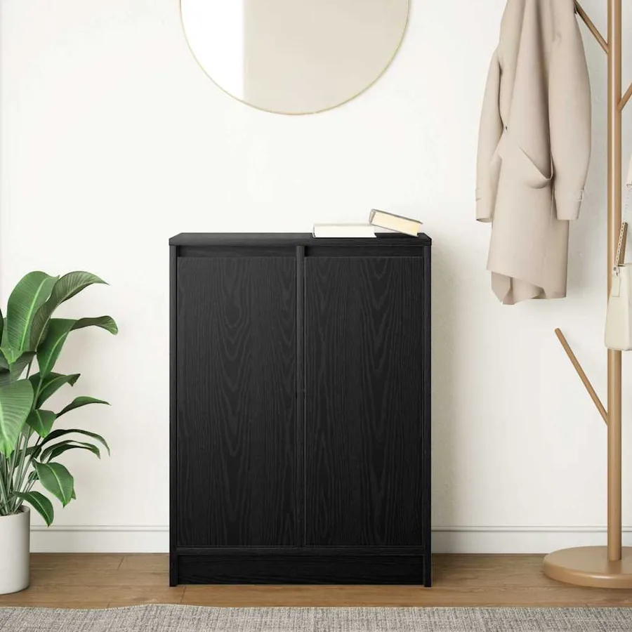 Buffet chêne noir 57x34x76 cm bois d'ingénierie - 3