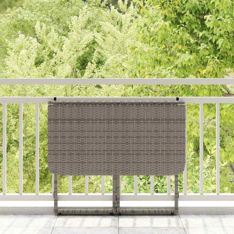 Table de jardin pliante gris 90 x 51 x 75 cm polyrotin - 3