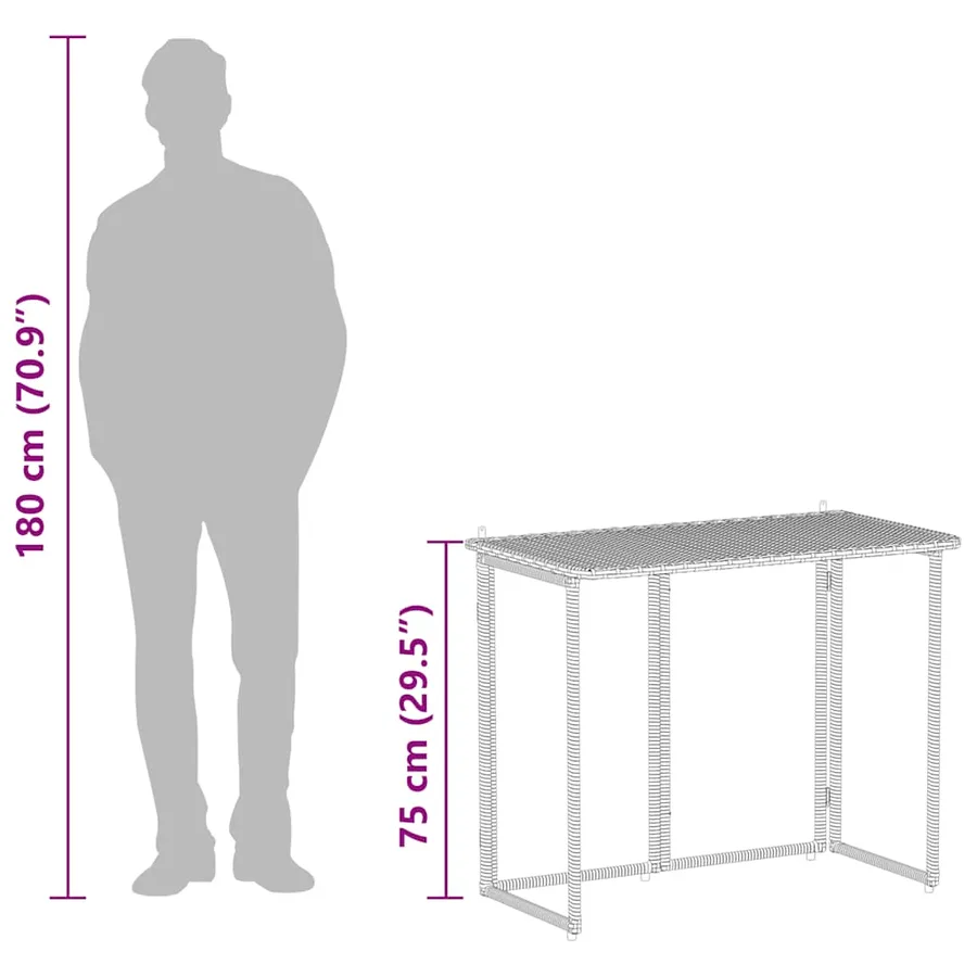 Table de jardin pliante noir 90 x 51 x 75 cm polyrotin - 11