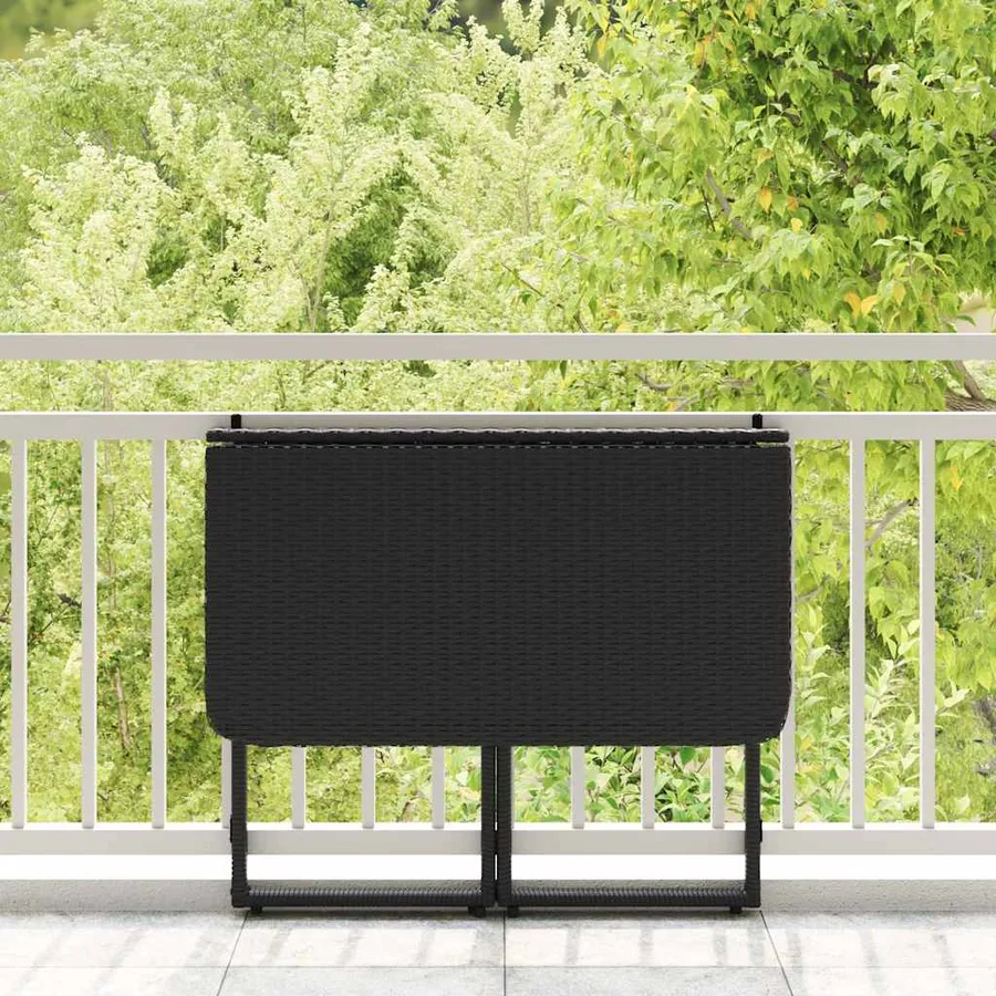 Table de jardin pliante noir 90 x 51 x 75 cm polyrotin - 3