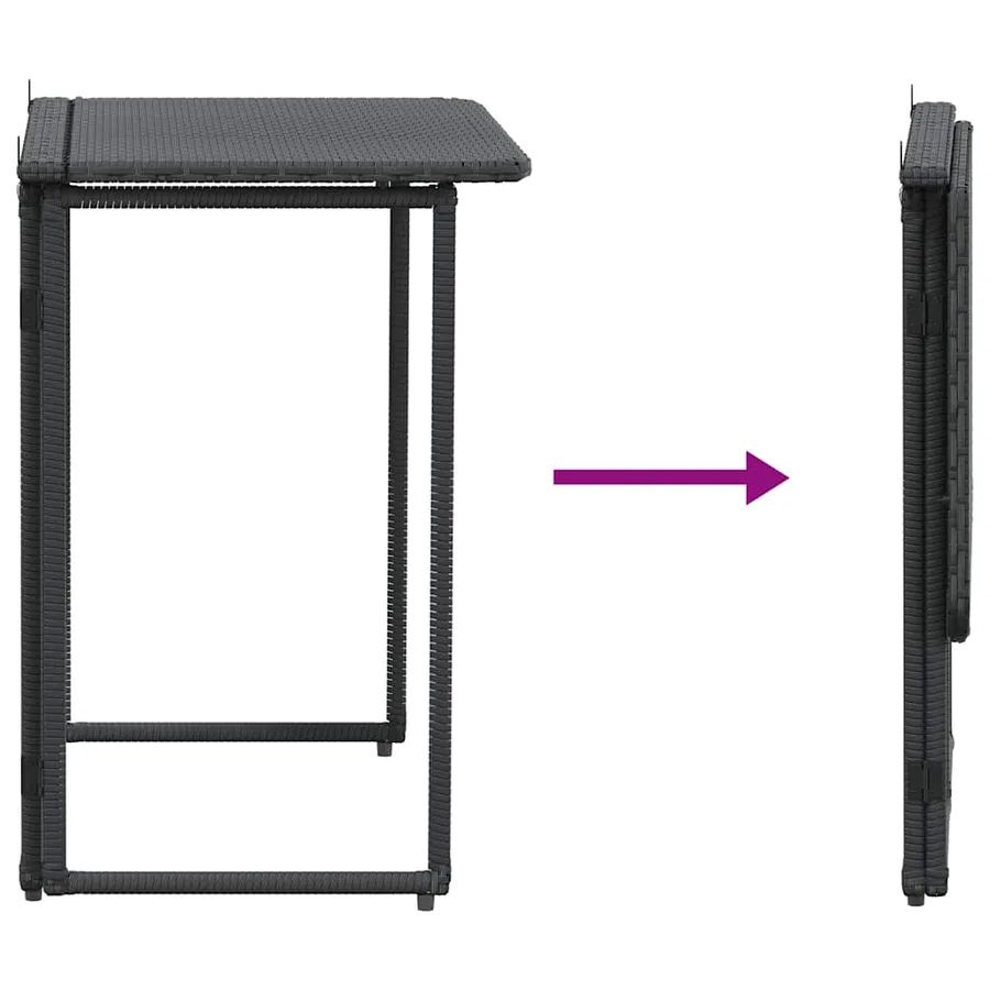 Table de jardin pliante noir 90 x 51 x 75 cm polyrotin - 7