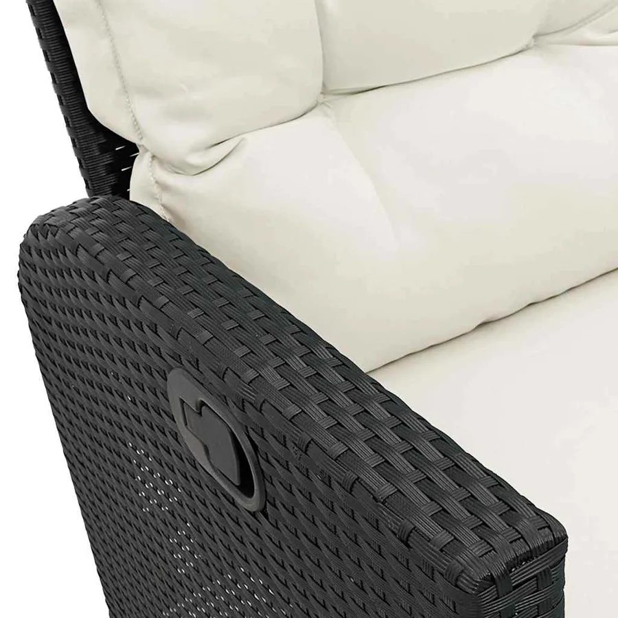 Salon de jardin 3 pcs avec coussins forme L noir résine tressée - 11
