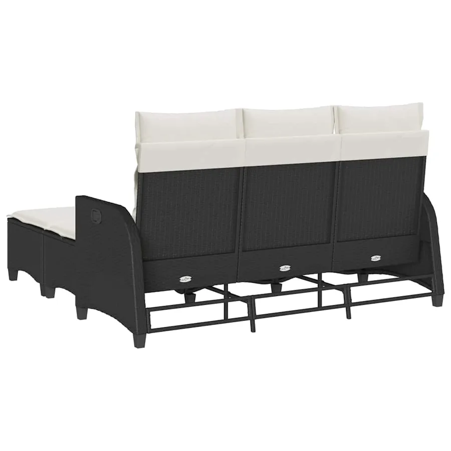 Salon de jardin 3 pcs avec coussins forme L noir résine tressée - 6