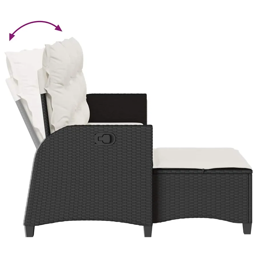 Salon de jardin 3 pcs avec coussins forme L noir résine tressée - 7