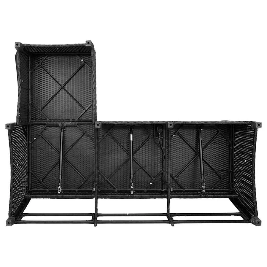 Salon de jardin 3 pcs avec coussins forme L noir résine tressée - 9