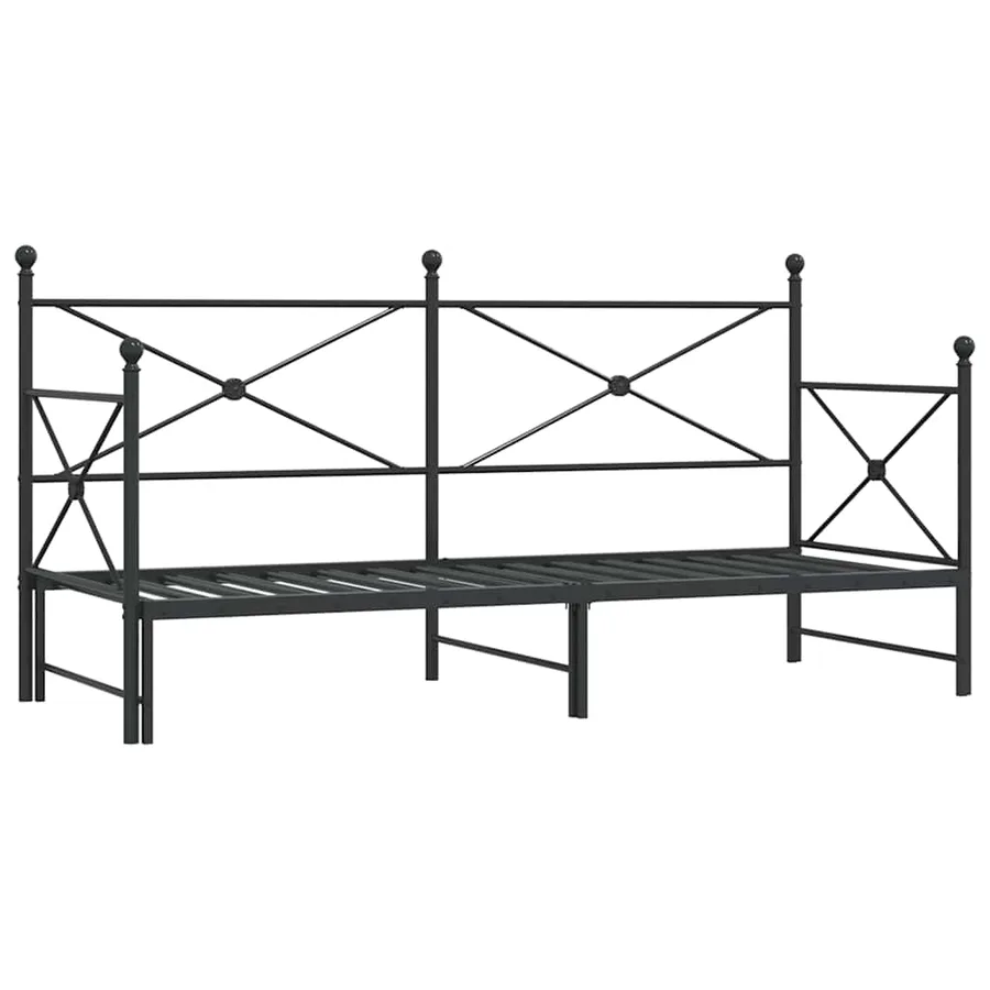 Lit de jour avec gigogne sans matelas noir 90x200 cm acier - 2