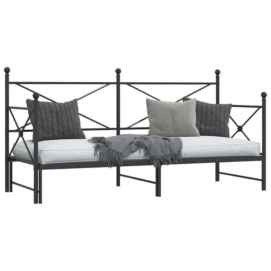 Lit de jour avec gigogne sans matelas noir 90x200 cm acier - 5