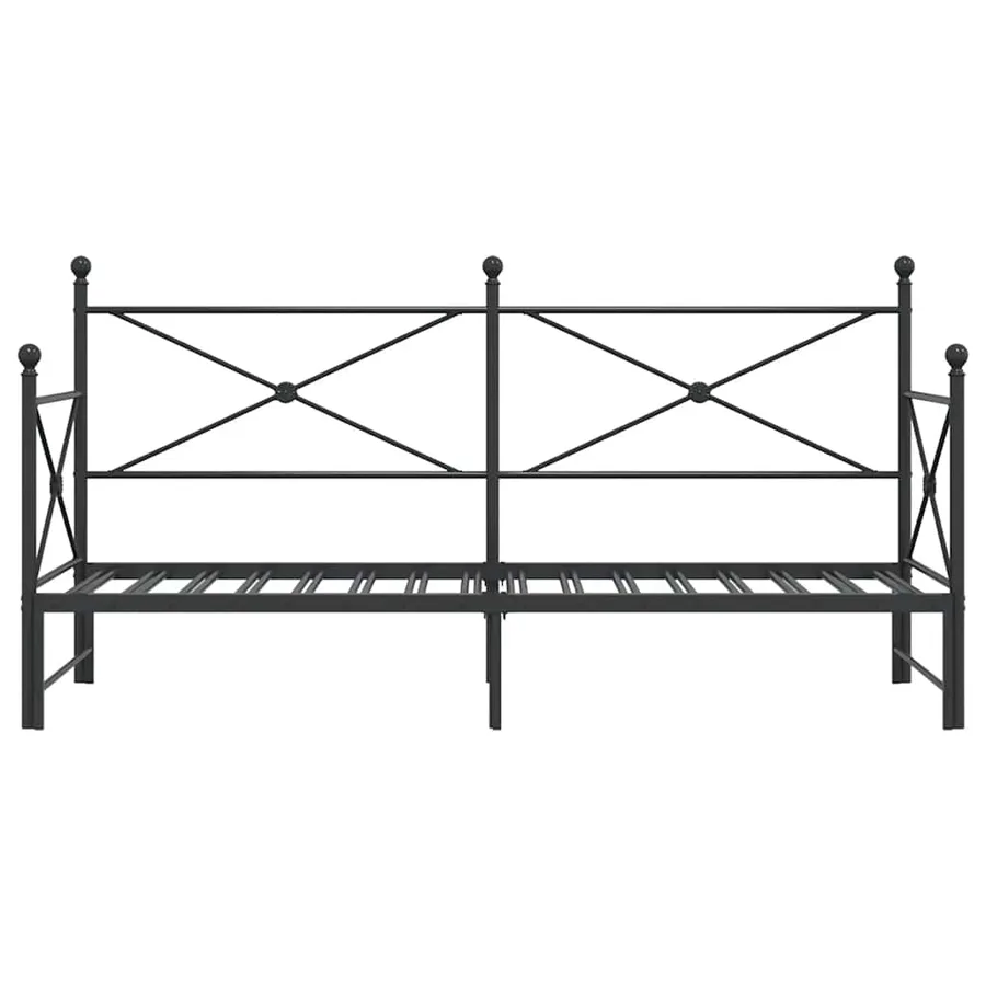 Lit de jour avec gigogne sans matelas noir 90x200 cm acier - 6