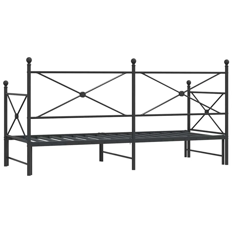 Lit de jour avec gigogne sans matelas noir 90x200 cm acier - 8
