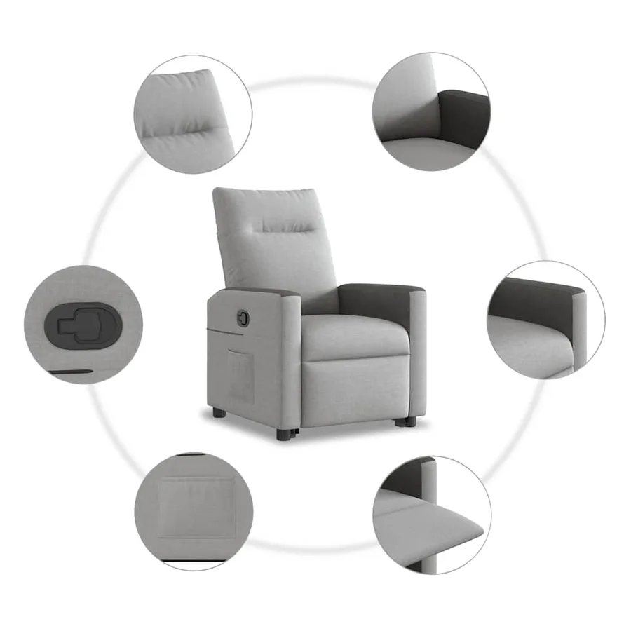 Fauteuil inclinable gris nuage tissu - 10