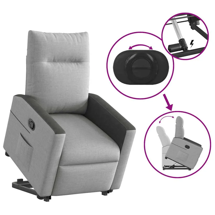 Fauteuil inclinable gris nuage tissu - 9