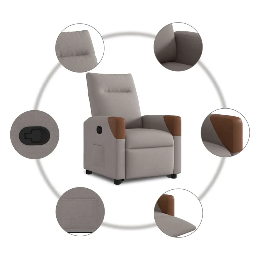 Fauteuil inclinable taupe tissu - 10