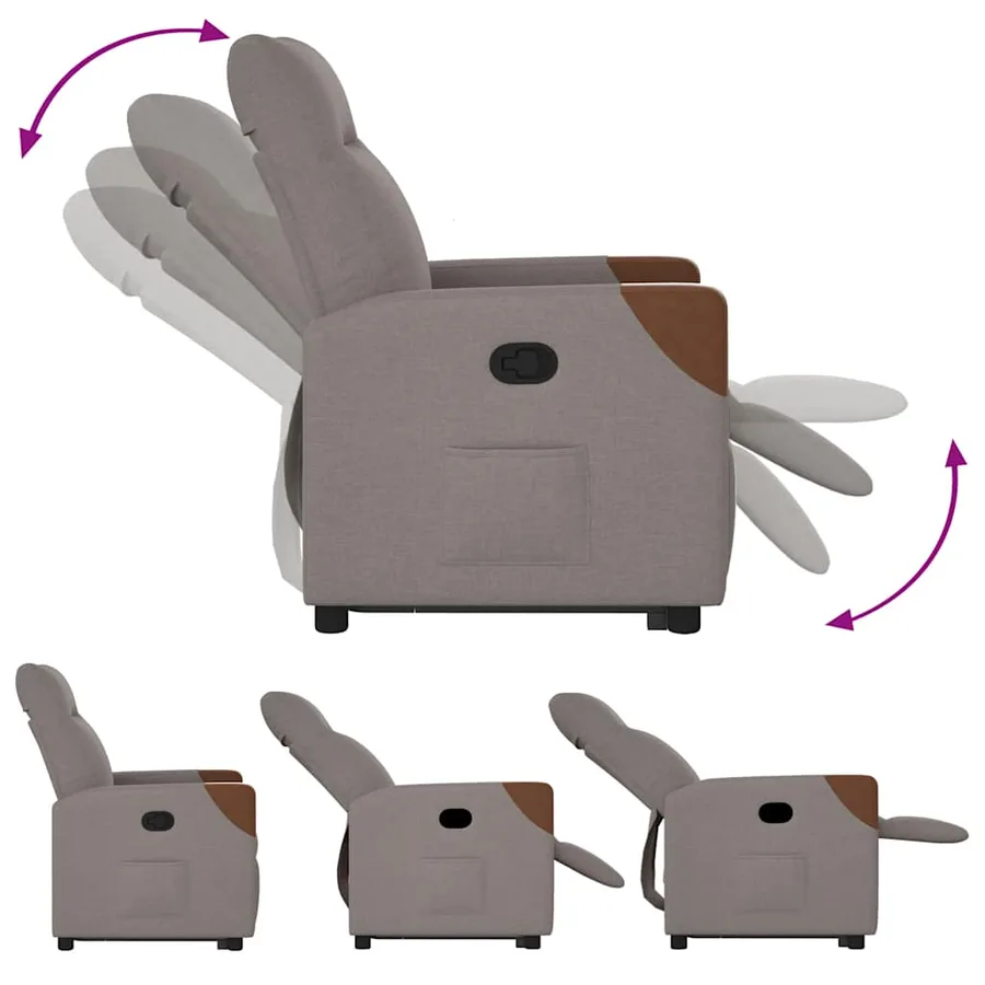 Fauteuil inclinable taupe tissu - 8