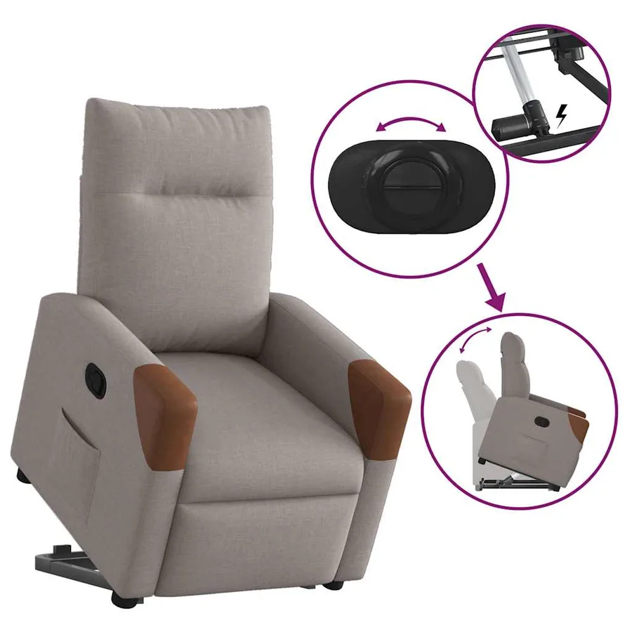 Fauteuil inclinable taupe tissu - 9