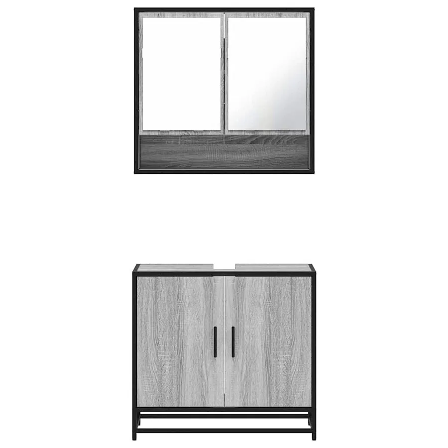 Ensemble de meubles de salle de bain 2 pcs Sonoma gris - 5