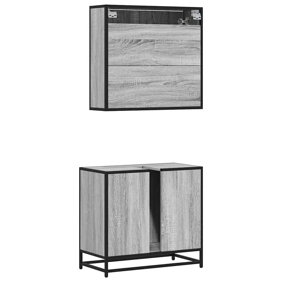 Ensemble de meubles de salle de bain 2 pcs Sonoma gris - 7