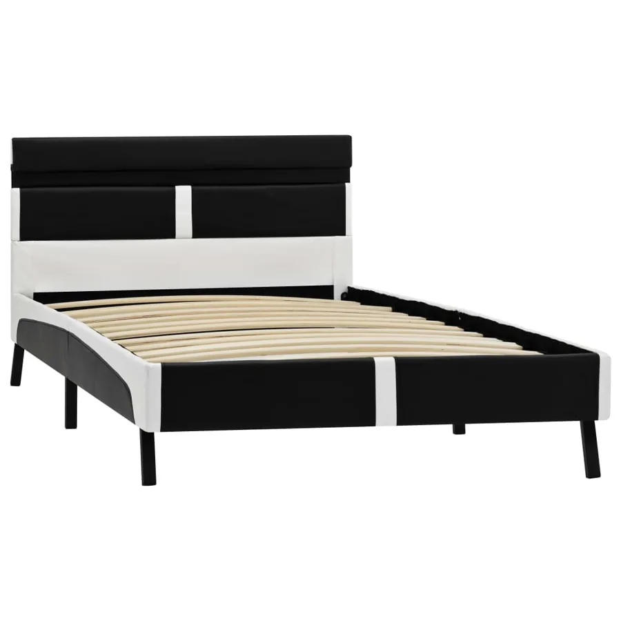 Cadre de lit avec LED sans matelas noir similicuir 90x200 cm - 3