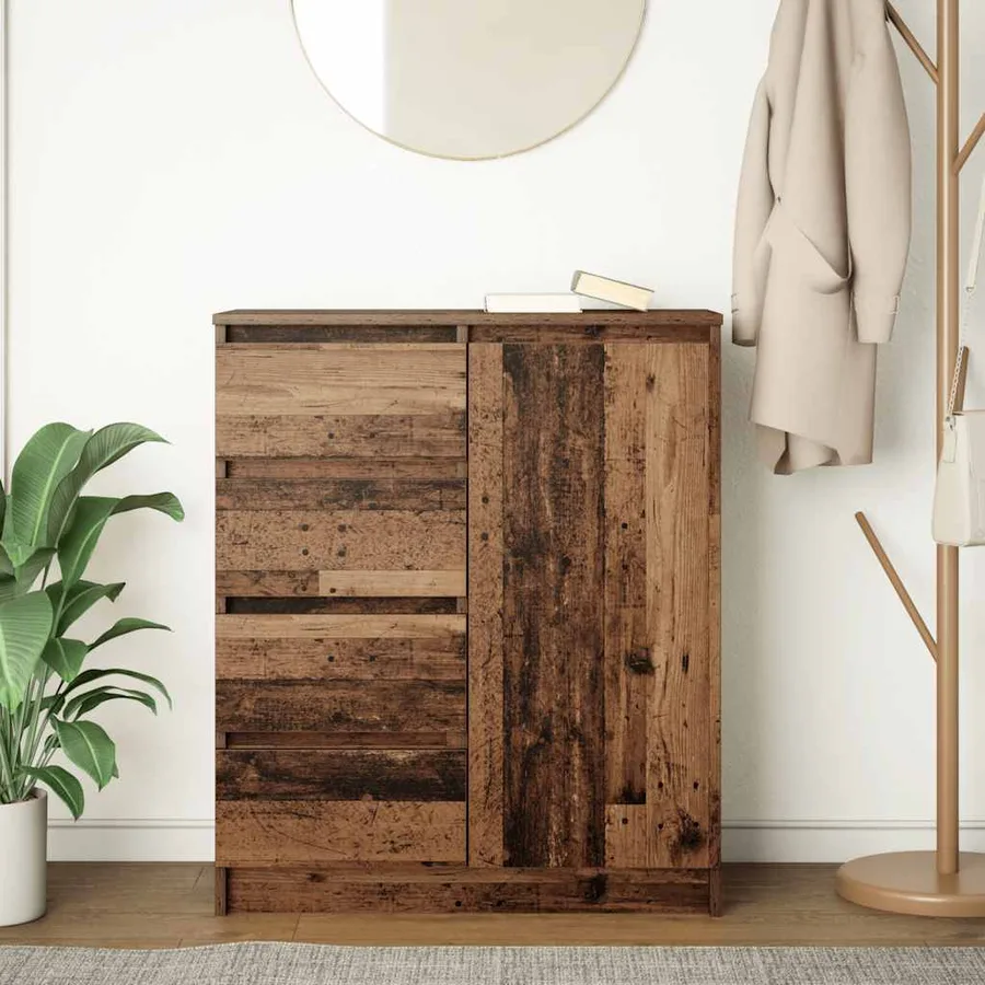 Buffet avec tiroirs vieux bois 71x35x84 cm bois d'ingénierie - 3