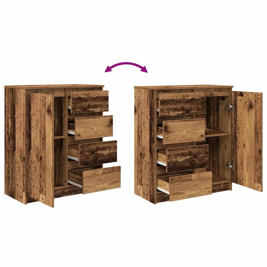 Buffet avec tiroirs vieux bois 71x35x84 cm bois d'ingénierie - 9