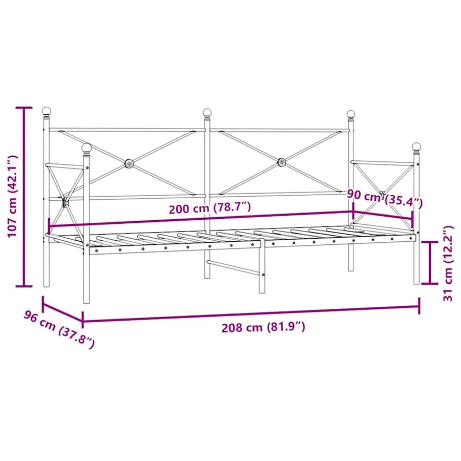 Lit de repos sans matelas blanc 90x200 cm acier - 11