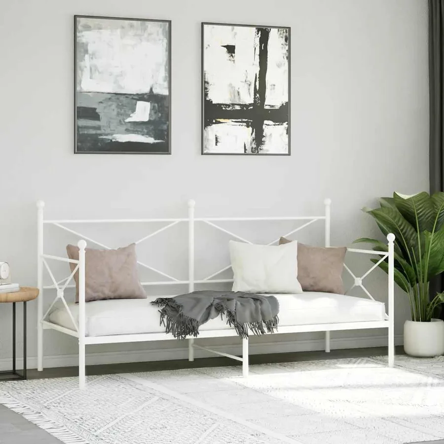 Lit de repos sans matelas blanc 90x200 cm acier - 3