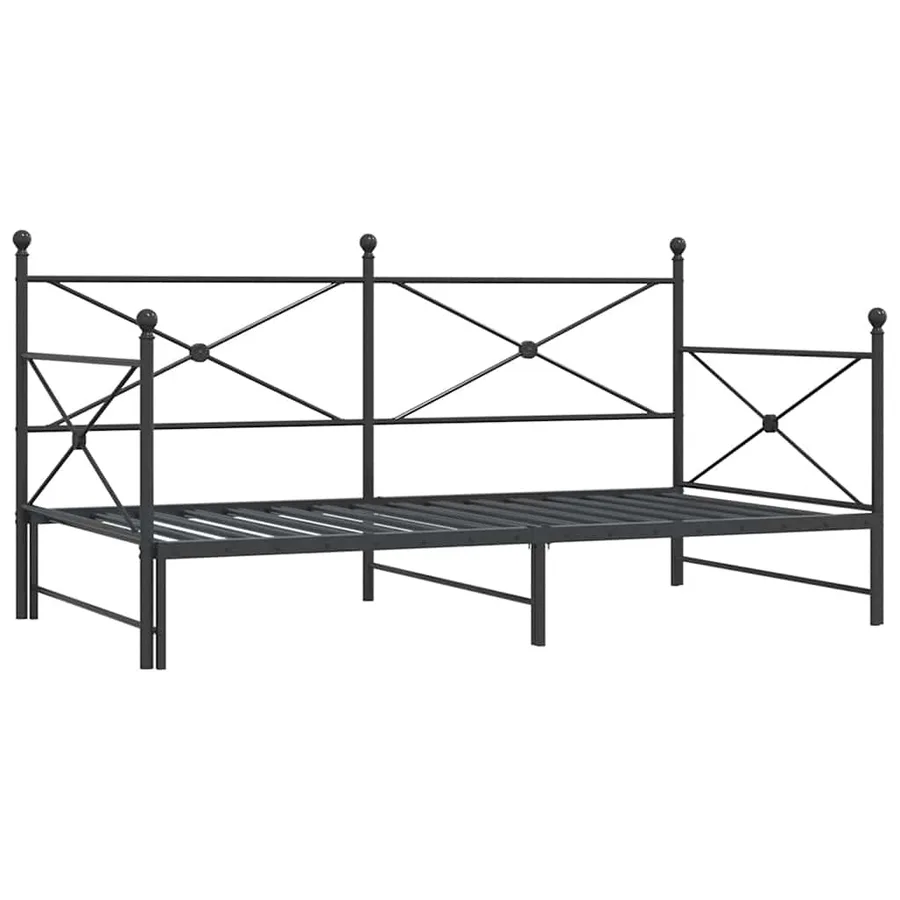 Lit de jour avec gigogne sans matelas noir 100x200 cm acier - 2