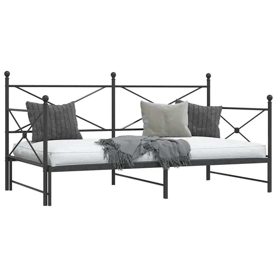 Lit de jour avec gigogne sans matelas noir 100x200 cm acier - 5