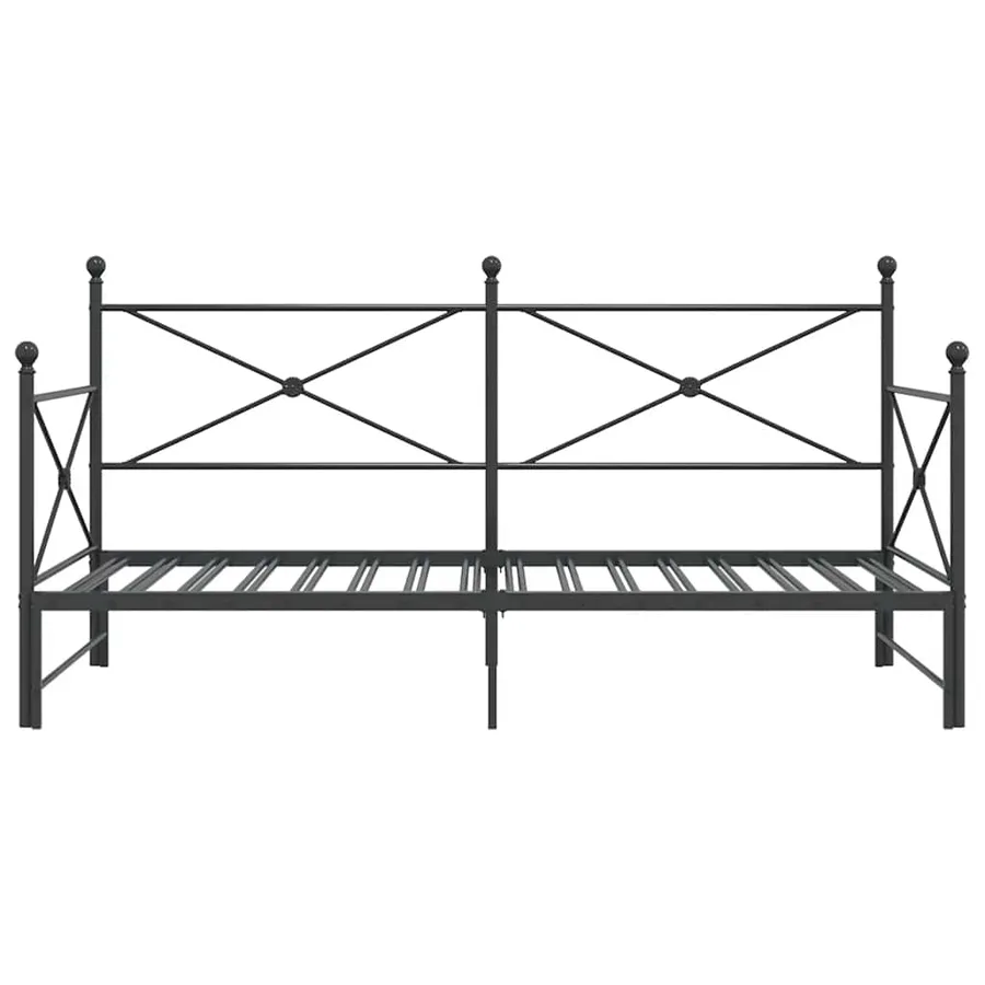 Lit de jour avec gigogne sans matelas noir 100x200 cm acier - 6