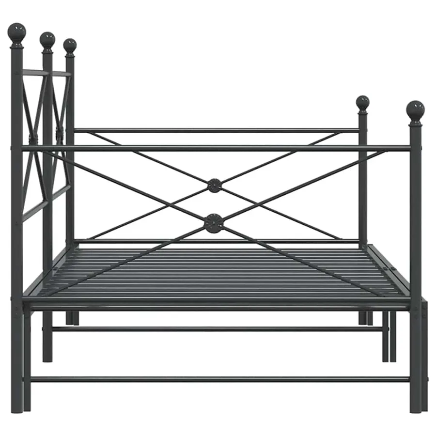 Lit de jour avec gigogne sans matelas noir 100x200 cm acier - 7