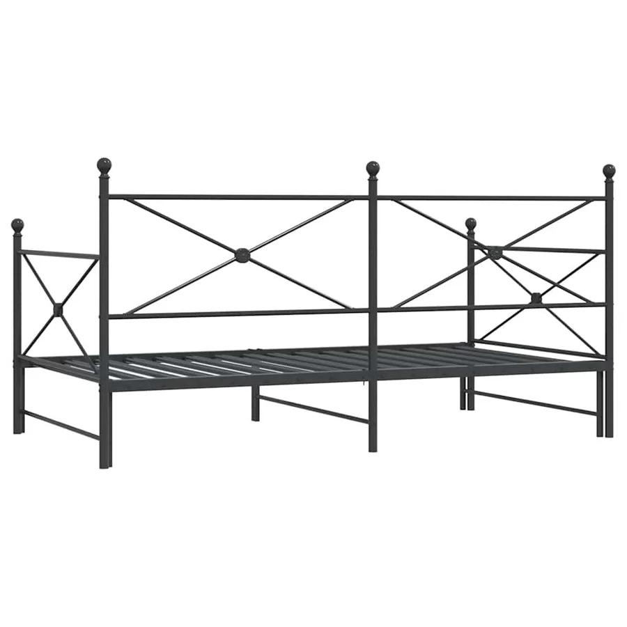 Lit de jour avec gigogne sans matelas noir 100x200 cm acier - 8