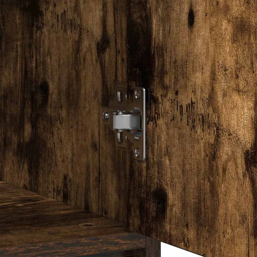 Buffet avec tiroir chêne fumé 80x34x76 cm bois d'ingénierie - 10