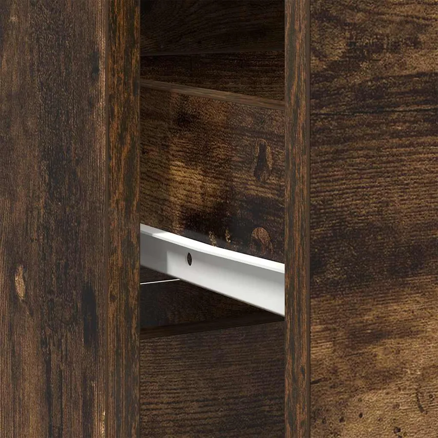 Buffet avec tiroir chêne fumé 80x34x76 cm bois d'ingénierie - 11