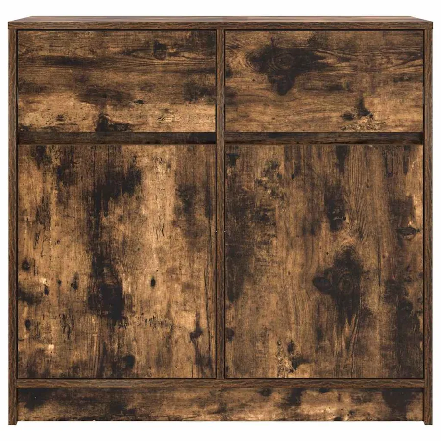 Buffet avec tiroir chêne fumé 80x34x76 cm bois d'ingénierie - 6