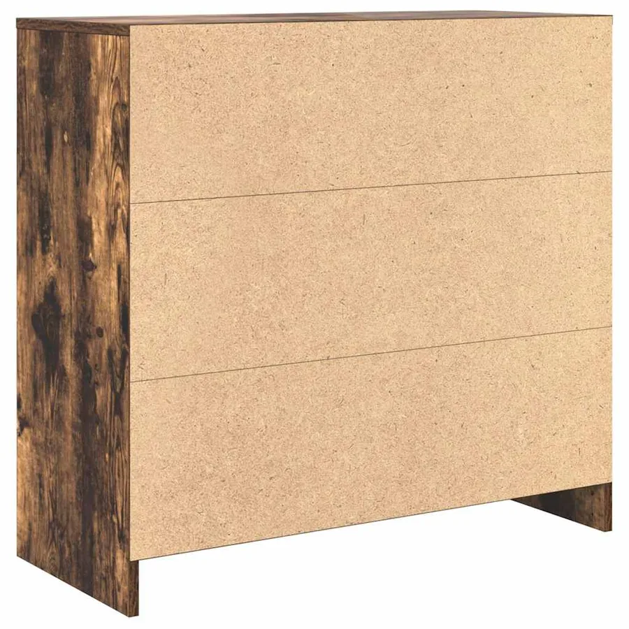 Buffet avec tiroir chêne fumé 80x34x76 cm bois d'ingénierie - 8