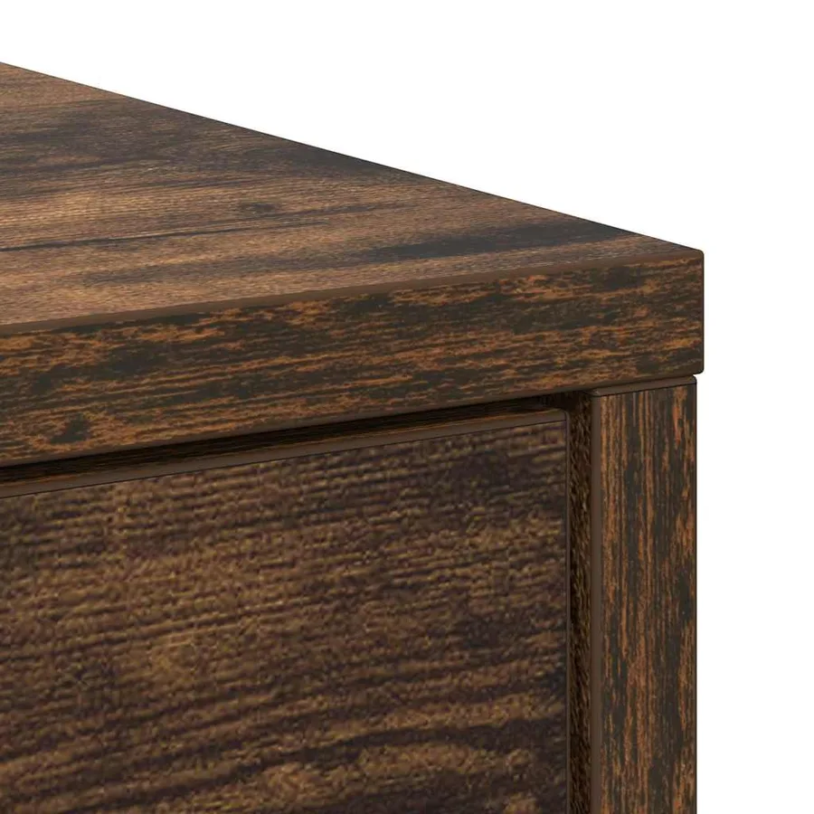 Buffet avec tiroir chêne fumé 80x34x76 cm bois d'ingénierie - 9
